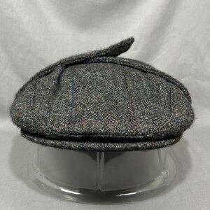 Vtg L L Bean Cabbie Newsboy Hat Fold Out Ear Flaps Gray Liner Winter Wool Mens